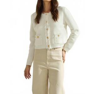 NEW ABLE frayed edge cardigan jacket in ivory